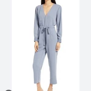 charles henry women's jumpsuit Gray V-neck | button down size XS